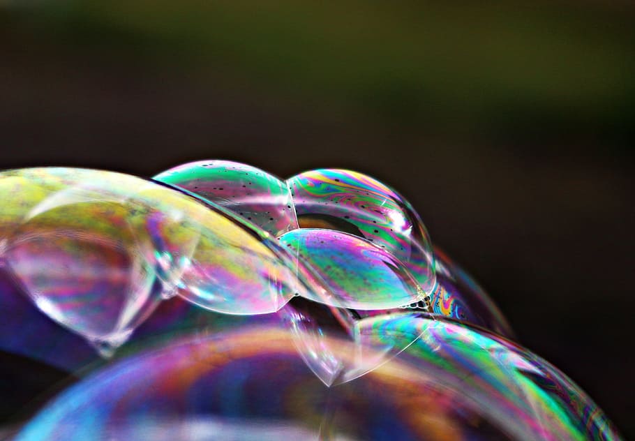 closeup, iridescent, bubbles, bubble, soap bubble, colorful, rainbow, color, multi colored, shiny