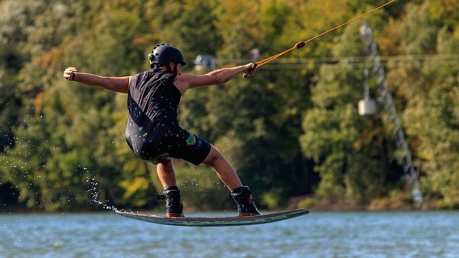 sport, water sports, wake boarding, water, board sports, action, activity, board, jump, one person