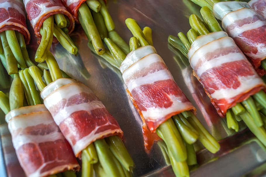 beans wrapped in bacon, food, eat, vegetables, nutrition, cook, food and drink, freshness, vegetable, healthy eating