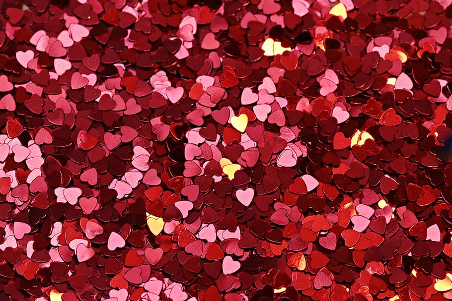 bunch, heart, cutout, decor, lot, background, texture, red, red heart, shine