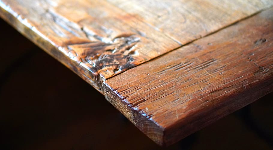 esquina de la mesa, mesa, madera, viejo, madera - material, primer plano, sin gente, en interiores, con textura, objeto único