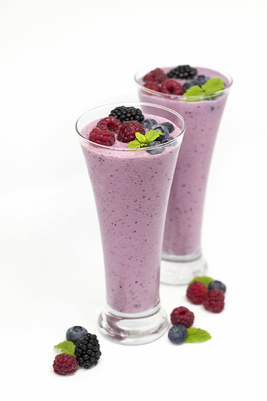 two, glass, raspberry, shakes, white, background, Smoothie, Milkshake, Mixed, Berry
