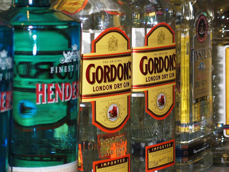 gordon, london, dry, gin bottle, gin, alcohol, shop, alcoholic, glass bottles, spirit
