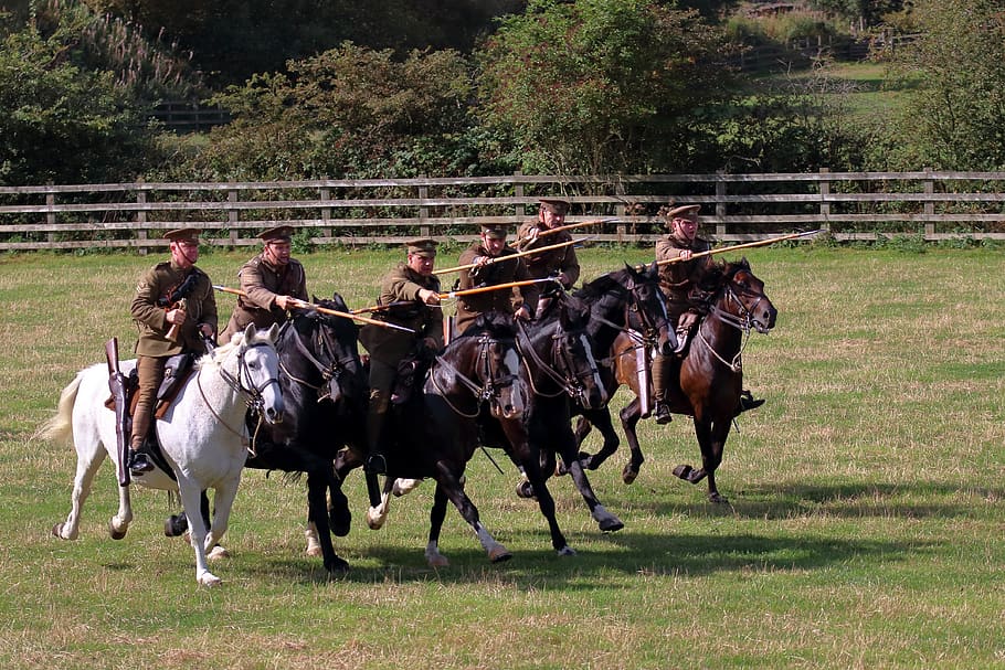 reenactment, beamish, lancers, horses, soldiers, england, heritage, wartime, ww1, britain