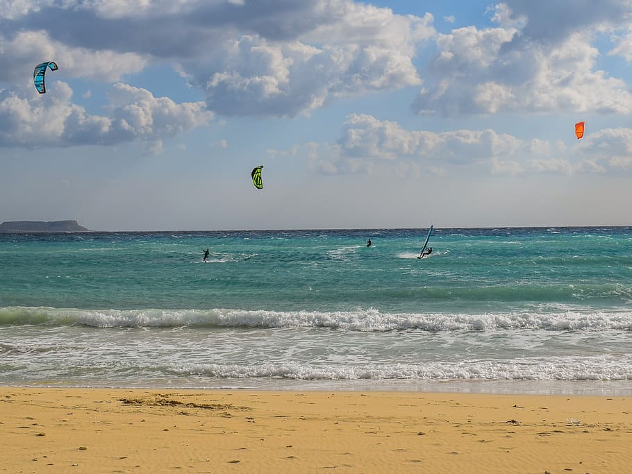 Cyprus, Ayia Napa, Makronissos, Beach, makronissos beach, winter, tourism, kite boarding, windsurfing, water sports