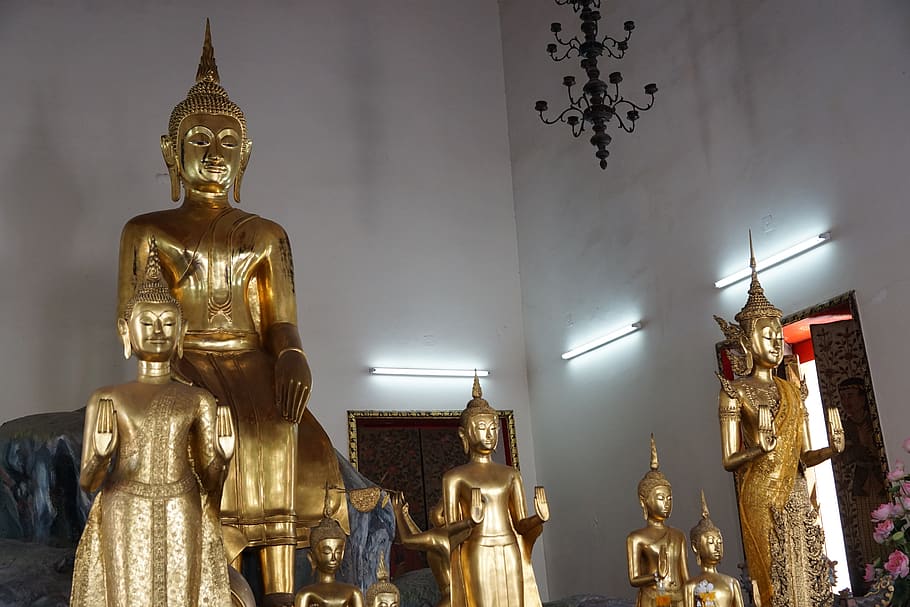 golden, buddha, religion, travel, statue, temple, sculpture, art, deity, architecture