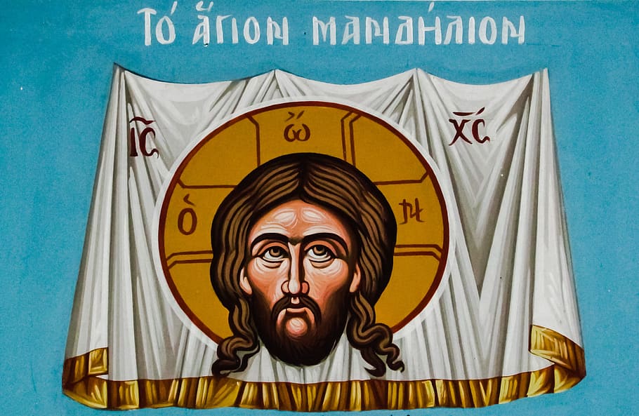 holy handkerchief, jesus christ, painting, iconography, chapel, ayia varvara, orthodox, christianity, paralimni, cyprus