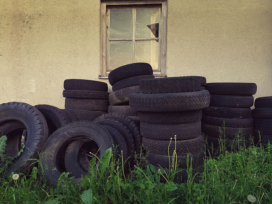 altreifen, auto tires, disposal, rubber, environment, mature disposal, used, stacked, tyre stack, recycling