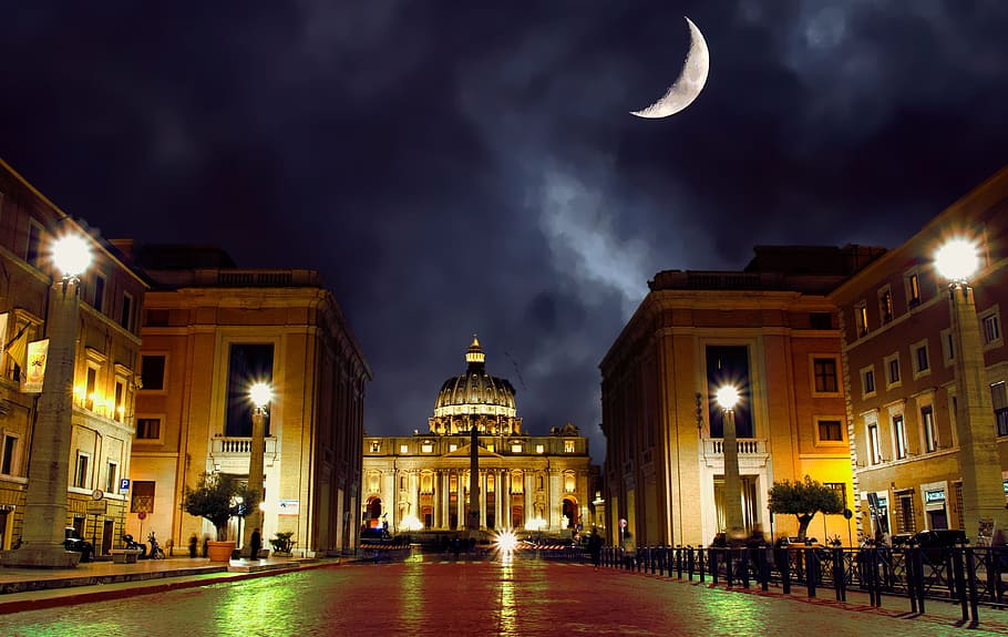 museum, crescent moon, rome, church, architecture, european, historical, religion, cathedral, building