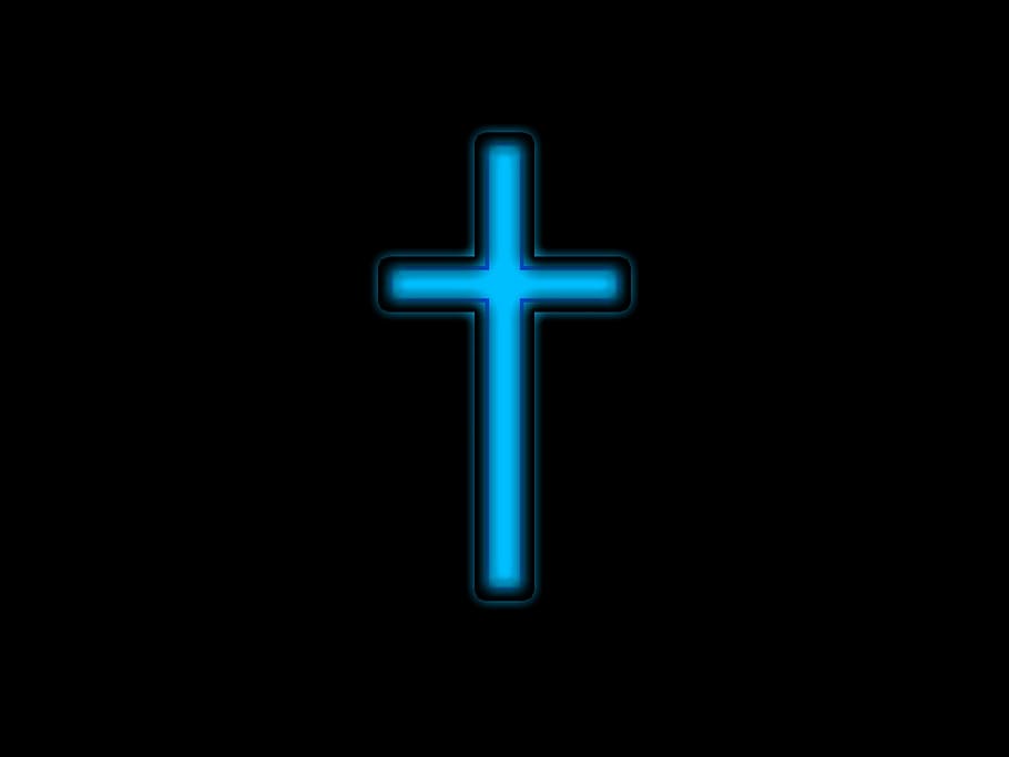 selectivo, foto de enfoque, azul, cruz, símbolo, cristianismo, signo, religión, cristo, jesús