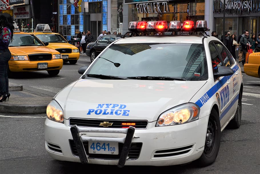 police car, nypd, manhattan, police, car, cop, city, law, enforcement, safety