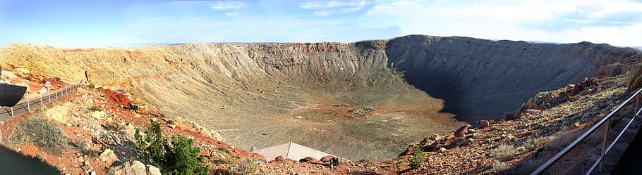meteor crater arizona, meteor, crater, arizona, desert, meteorite, sky, day, scenics - nature, nature