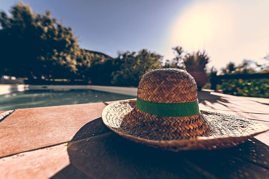 hat, straw hat, coneflower, summer, sun protection, vacations, headwear, leisure, travel, sunlight