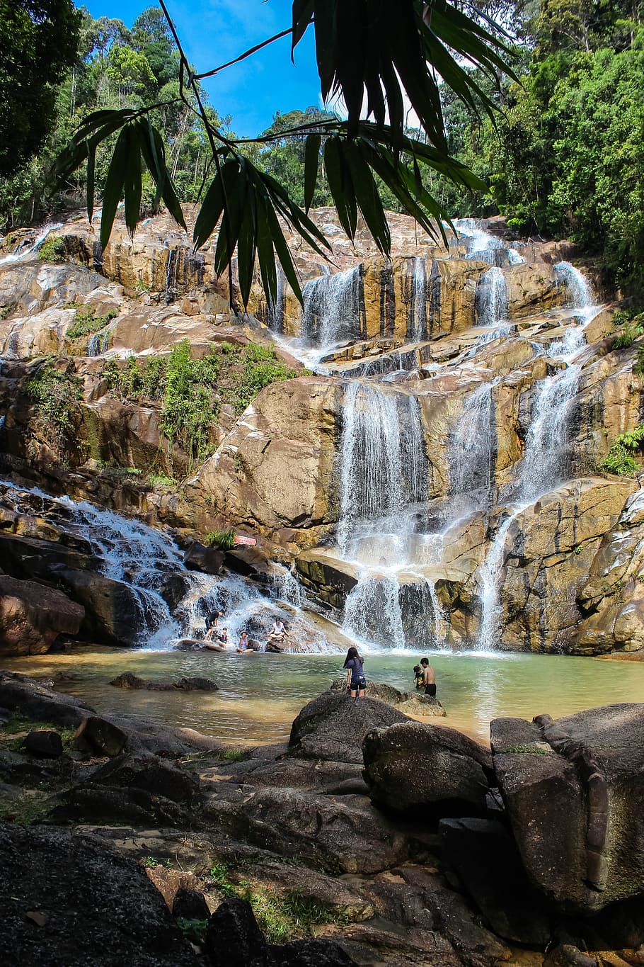 waterfall, river, malaysia, water, nature, landscape, cascade, rock, fall, natural