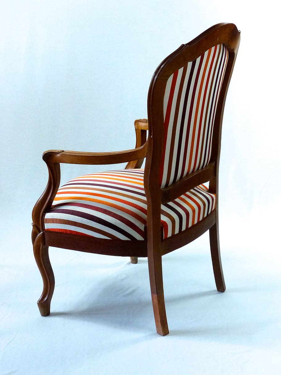 chair, louis philippe, fabric, upholsterer, furniture, armchair, no People, single Object, wood - Material, seat
