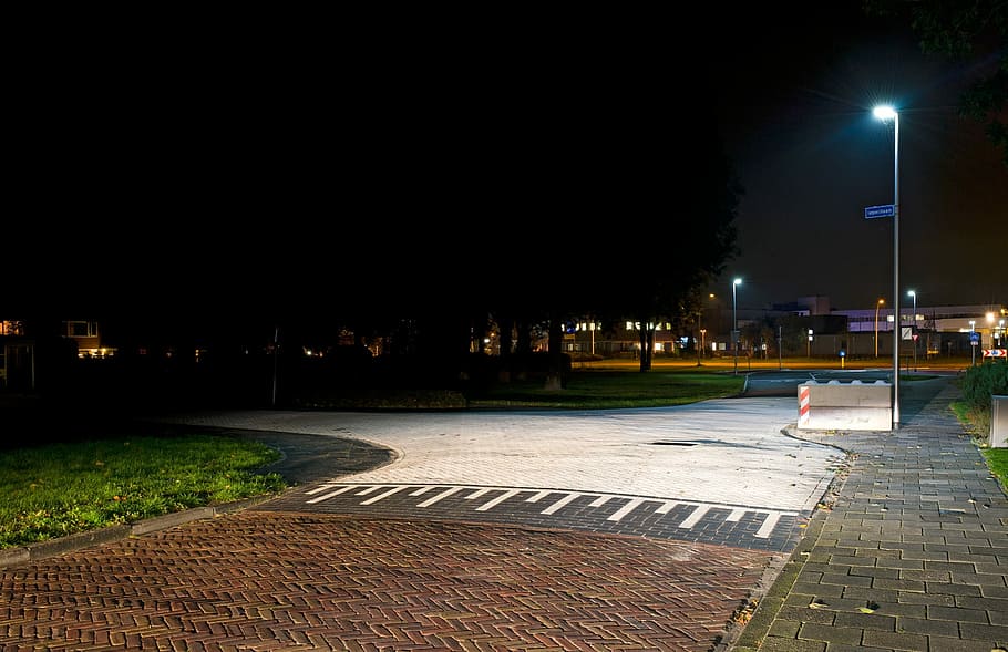 road surface reflection, Road Surface, Reflection, Groningen, poly civil, night, illuminated, street, outdoors, city