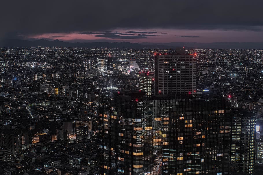 Shinjuku, aerial, photography, city, high, rise, building, building exterior, architecture, built structure