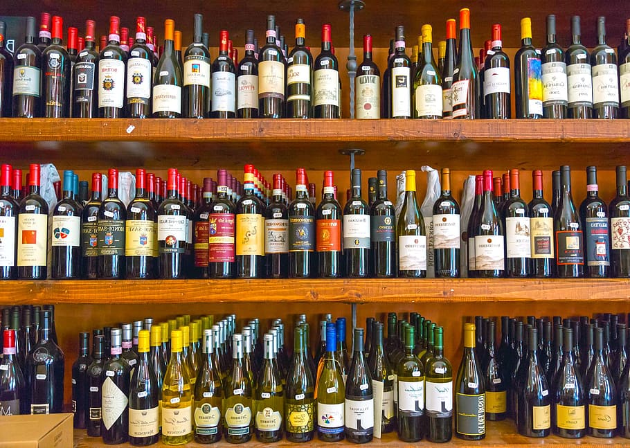 wine bottle lot, wine, bottle, alcohol, shelf, wood, cellar, bottles, wines, drink