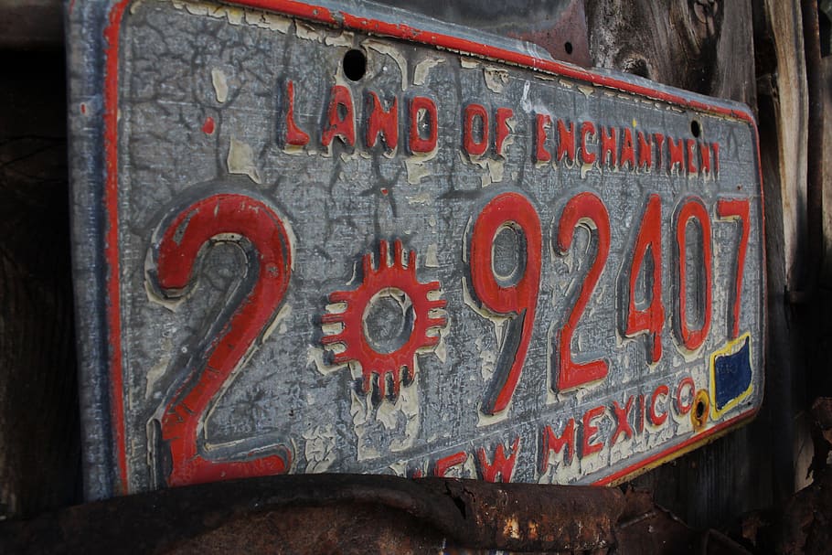 license plate, new mexico, antique, land of enchantment, new mexico license plate, old license plate, vintage license plate, zia sign, zia symbol, antique license plate