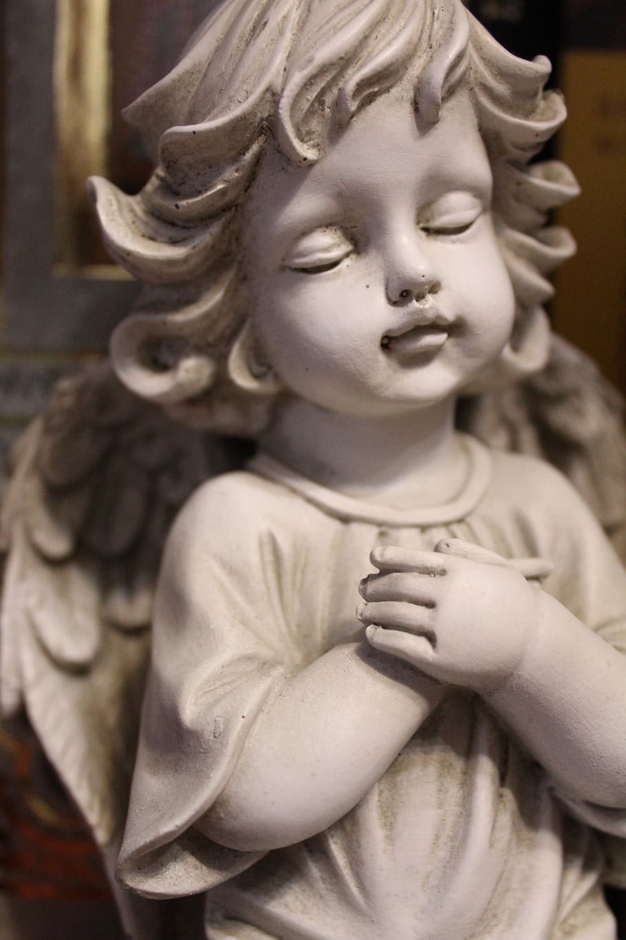 angel, figure, child, sculpture, pray, vintage, human representation, statue, representation, art and craft