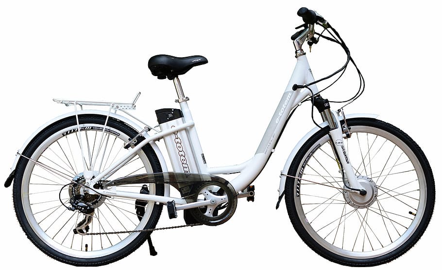 ilustración de bicicleta blanca, eléctrica, bicicleta eléctrica, bicicleta, blanco, fondo, rueda, transporte, ciclo, aislado