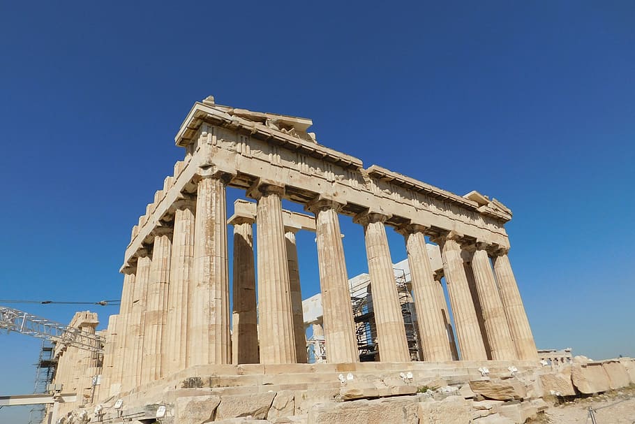 the parthenon, greece, atens, acropolis, ancient, ruins, monument, marble, mythology, architecture, famous