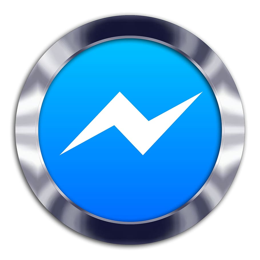 messenger, facebook, communication, internet, network, icon, blue, sign, geometric shape, symbol