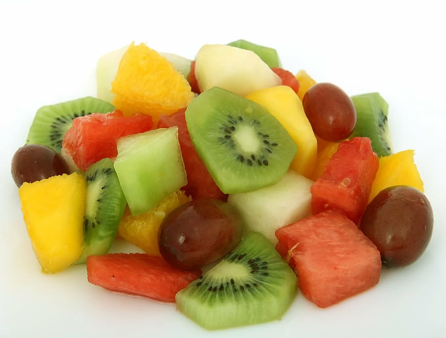 berbagai, irisan buah-buahan, closeup, koktail, warna, warna-warni, diet, rasa, makanan, segar