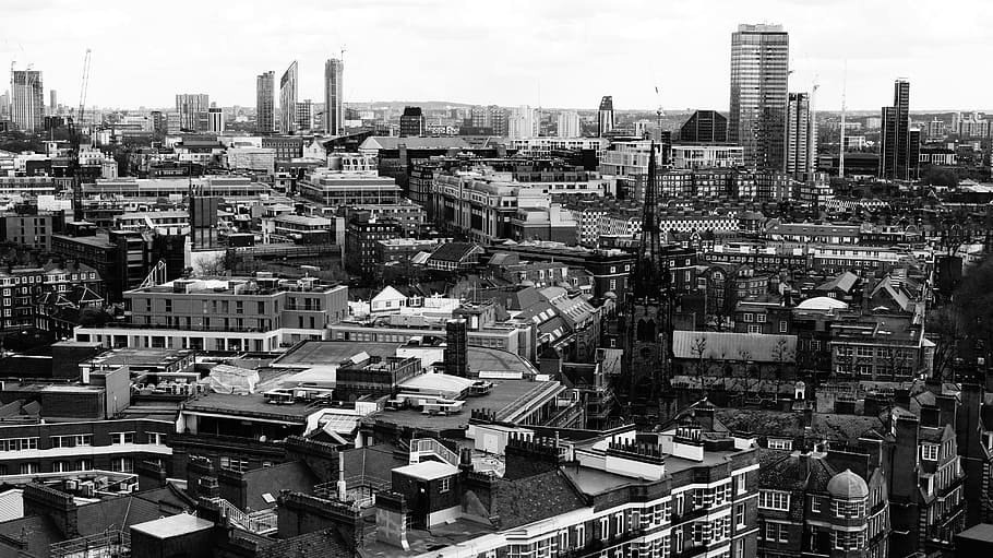 london, maret, pemandangan atas, united kingdom, inggris, sarang semut, hitam dan putih, kesedihan, kelelahan, kota