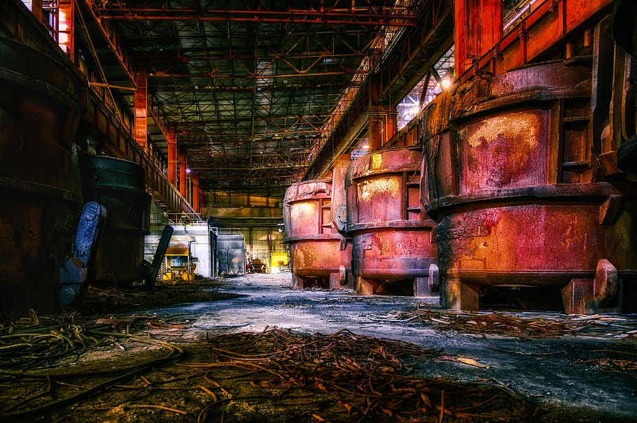 lost places, pfor, abandoned places, steel mill, gloomy, dark, factory building, dilapidated, transience, shabby