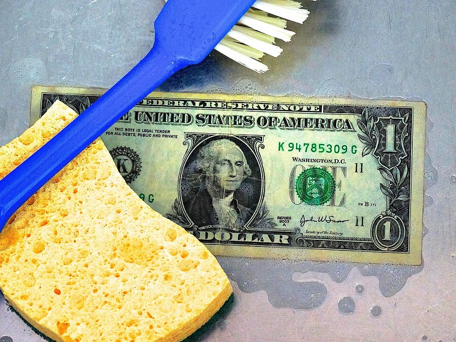 blue, brush, sponge, 1, us, dollar banknote, money laundering, money, music, usa