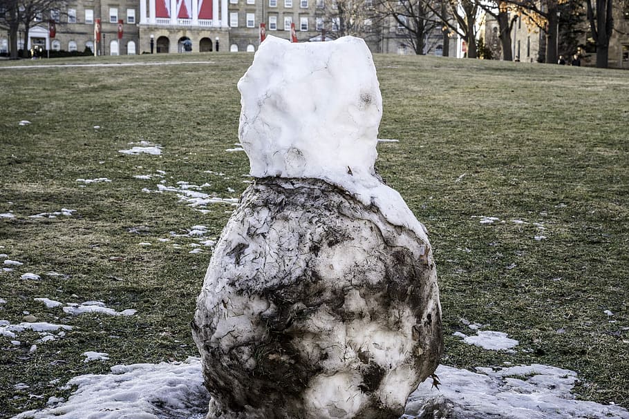mostly, melted, snowman, madison, wisconsin, Madison, Wisconsin, photos, ice, melted snowman, public domain