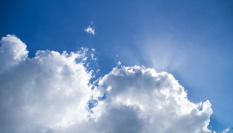 sky, clouds, rays, blue, clouds form, covered sky, sunny, nature, spotlight, cloud