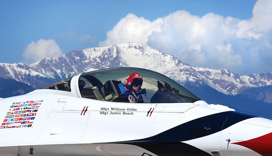 flying, jet, plane, snow-capped, mountain, cold temperature, winter, snow, mode of transportation, one person