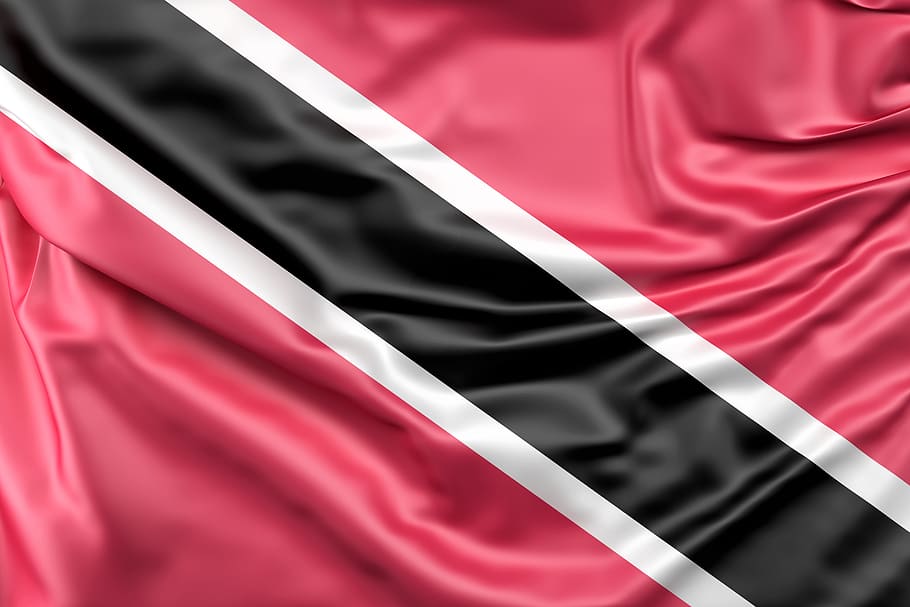flag of trinidad and tobago, flag, trinidad and tobago, trinidad, tobago, red, black, ruffled, caribbean, ensign