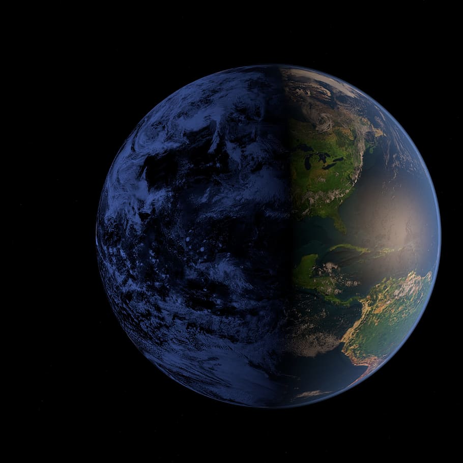 earth illustration, earth, space, blue planet, planet - space, planet earth, nature, satellite view, sphere, single object