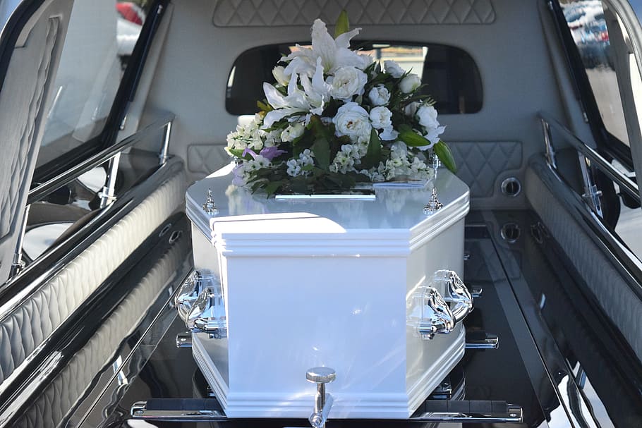 flowers, white, casket, Death, Funeral, Coffin, mourning, ceremony, grave, cemetery