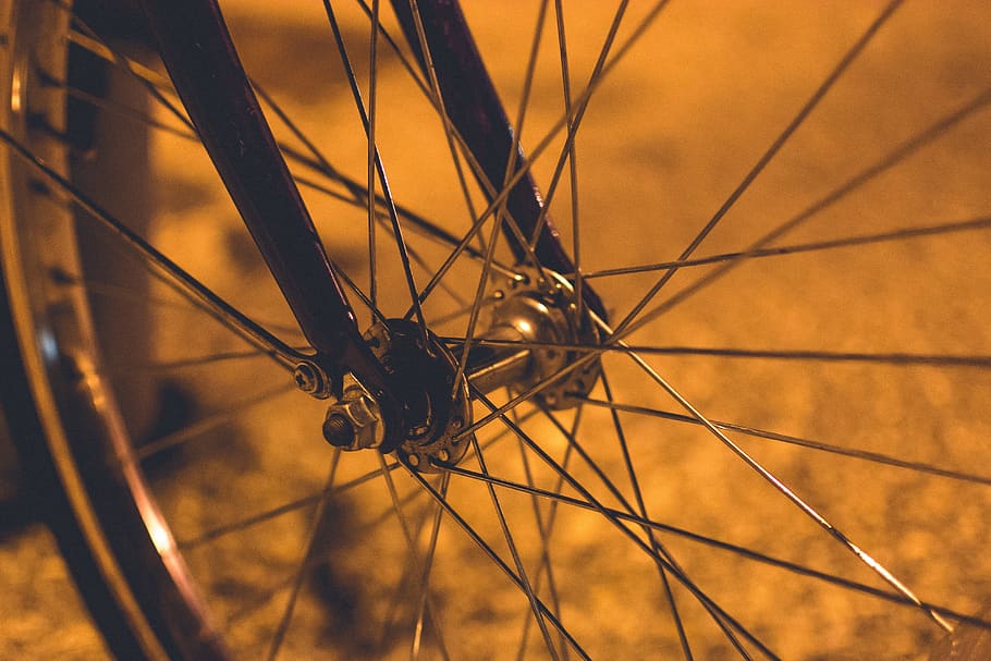 bike, bicycle, wheel, steel, alloy, close-up, spoke, focus on foreground, transportation, backgrounds