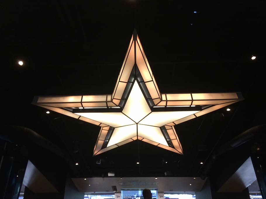 brown, star ceiling lamp, star, ceiling, lighting, dallas, cowboys, illuminated, night, lighting equipment