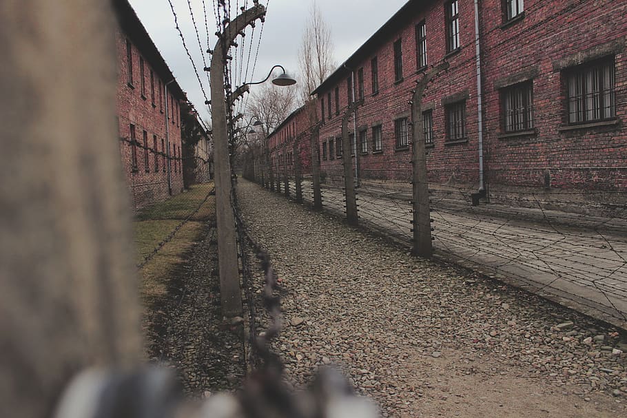 rua, arquitetura, ao ar livre, velho, construção, auschwitz, campo de concentração, campo da morte, nazista, polônia