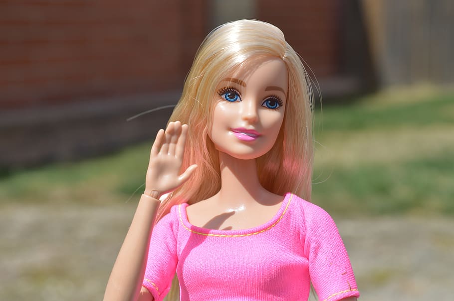 barbie, doll, waving, wave, hello, blonde, female, woman, pink, caucasian