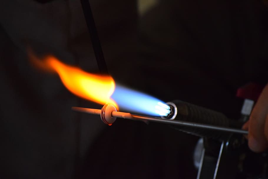 glass, working, fire, ring, glass processing, lombardy, handicraft, burning, flame, fire - natural phenomenon