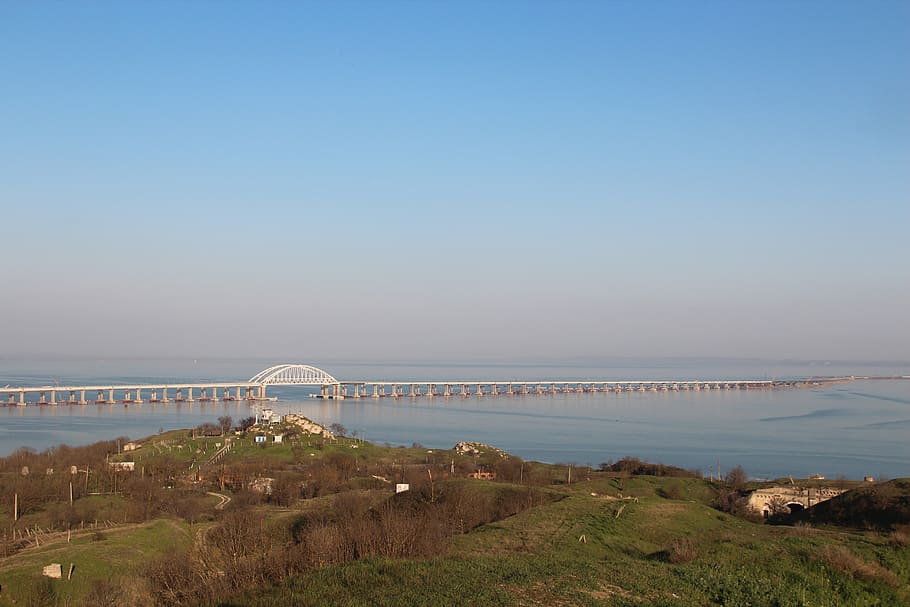 bridge, crimea, crimean bridge, spring, nature, fort totleben, beautiful view, sea, sky, landscape