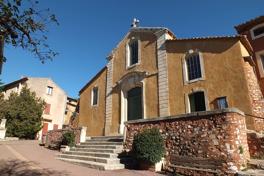 village, roussillon, Village, Roussillon, languedoc roussillon, house, building exterior, residential building, street, outdoors, architecture