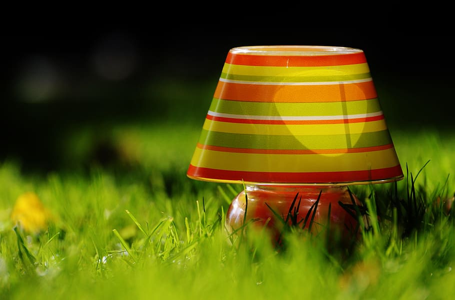 Lamp, Romantic, Stripes, Summer Colors, lampshade, mood, light, lighting, atmosphere, meadow