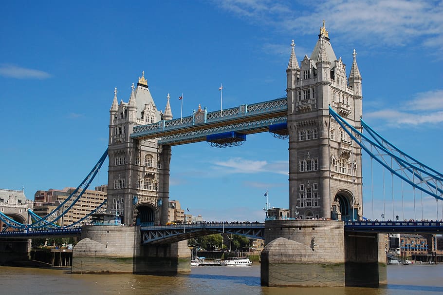 런던 브리지, 주간, 타워 브리지, 런던, 영국, 건축물, 다리, 다리-사람이 만든 구조, 하늘, 연결