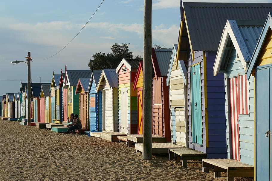 Melbourne, Brighton, Australia, playa, casa de playa, estructura construida, arquitectura, exterior del edificio, día, cielo