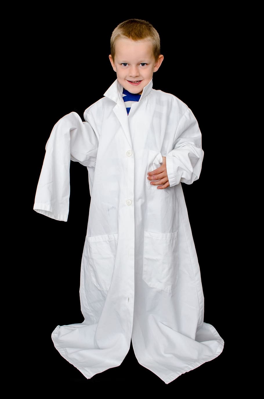 child, kid, boy, coat, white, doctor, laboratory, professor, people, big
