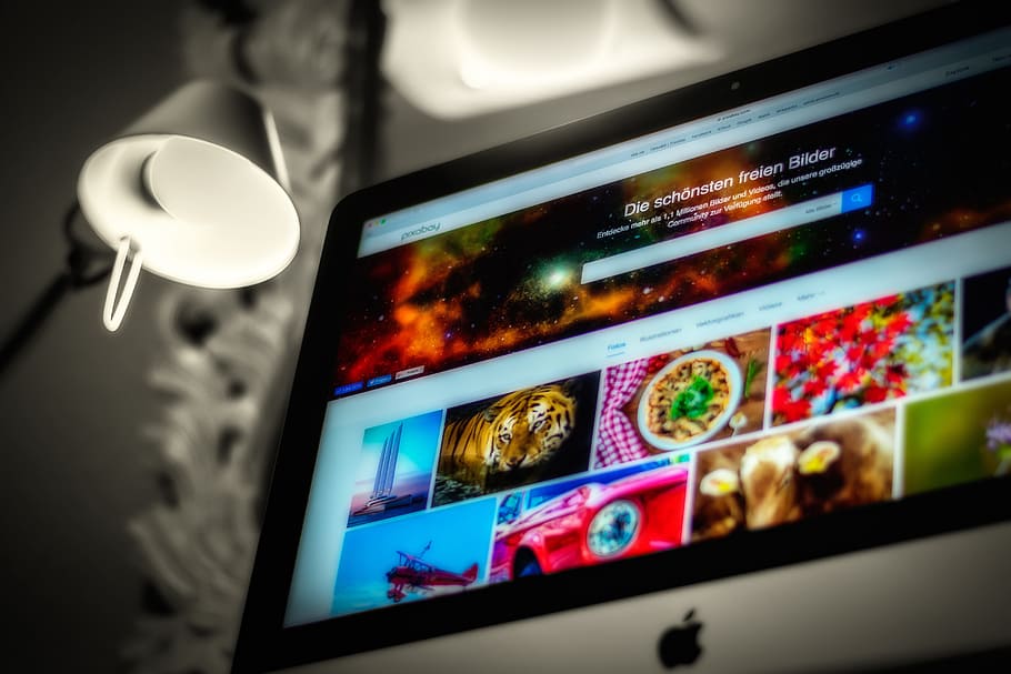imac, al lado, lámpara de mesa, pixabay, manzana, pantalla, monitor, computadora, internet, plataforma