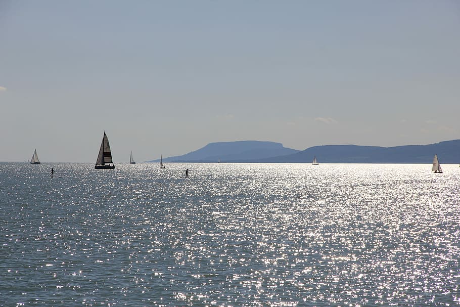 Water, Lake Balaton, Ships, Light, badacsony, sea, sailboat, outdoors, blue, day